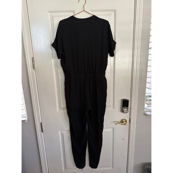 NWT Theory Women's Black Cargo Shirt Silk Jumpsuit Romper Size 4 - Picture 16 of 16